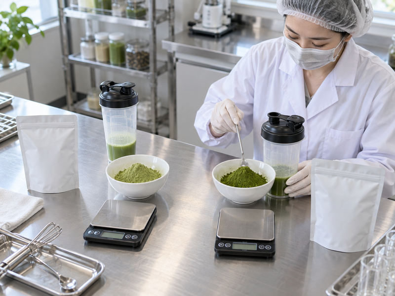 Matcha supplier samples prepared for an application trial