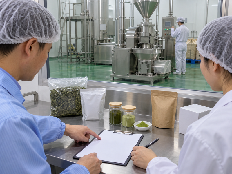 Matcha manufacturer review linking incoming material and finished powder