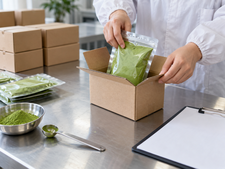 Matcha supplier USA account represented by powder orders and support materials