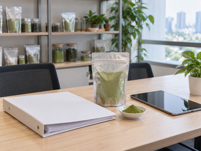 Matcha supplier Singapore technical handoff materials at a seller office