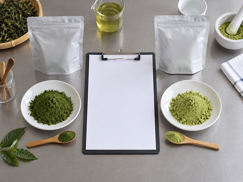Matcha supplier Singapore proposed SKU change with distinct powder samples