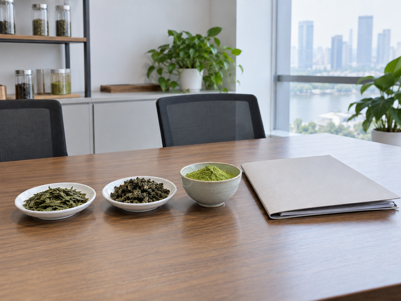 Matcha supplier Japan responsibility discussion with sourcing and powder samples