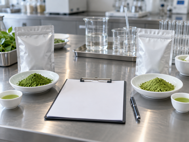 OEM matcha supplier formula change review with previous and proposed samples