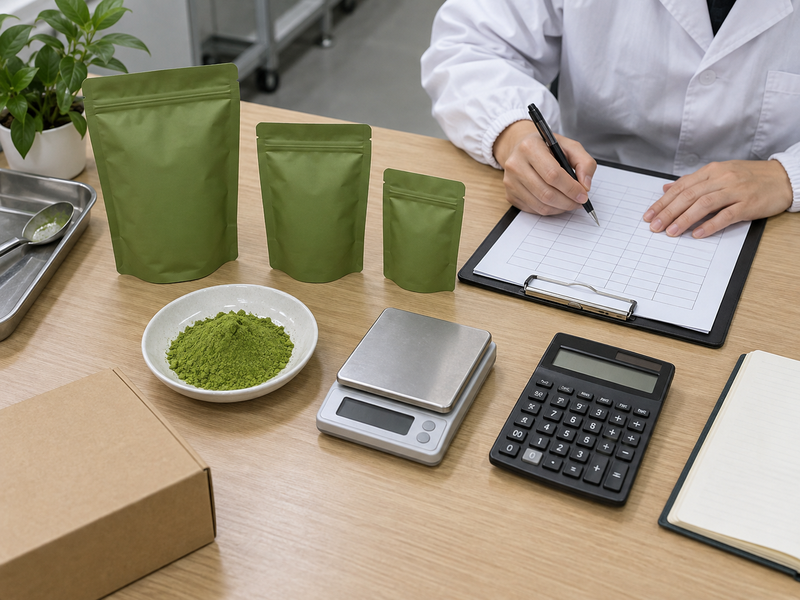 Package prices and net powder weights prepared for quote comparison