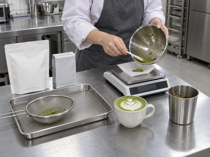 Preparation residue measured separately from an accepted matcha drink