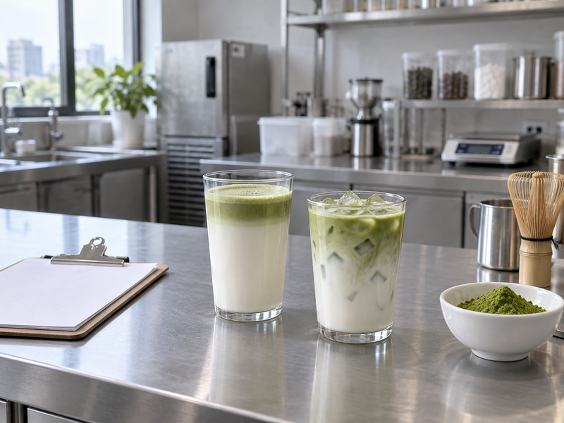 Matcha latte wholesale supplier menu brief represented by distinct milk drinks