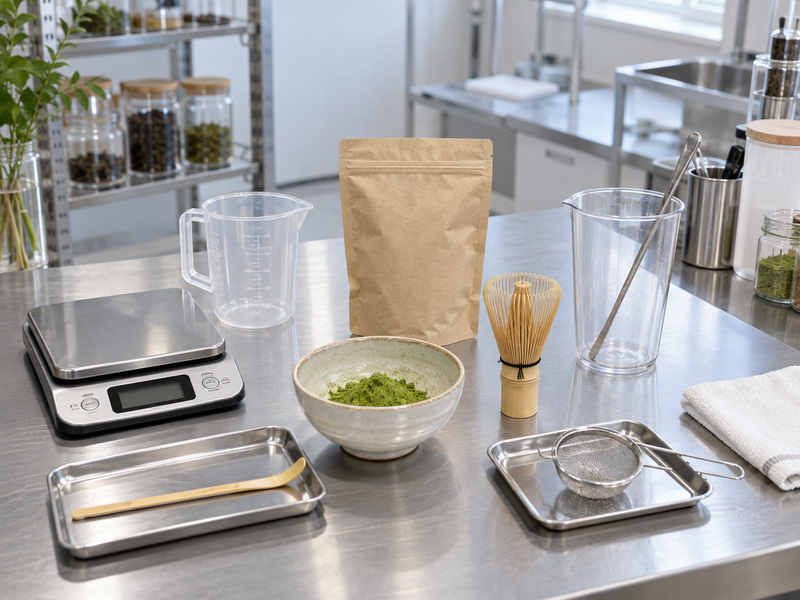 Matcha latte wholesale supplier equipment assumptions at a preparation station