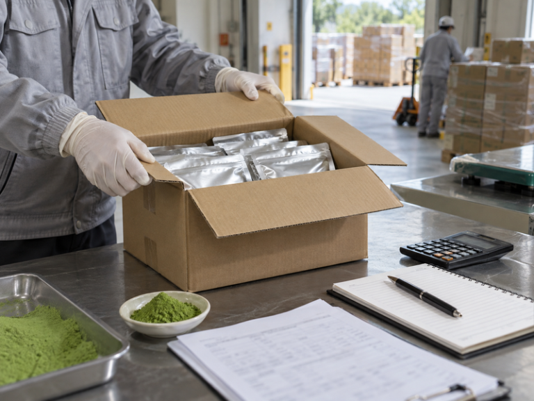 Sealed matcha shipment reviewed with delivery cost records
