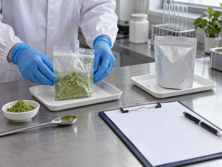 Matcha supplier corrective action record represented by powder lots and evidence materials