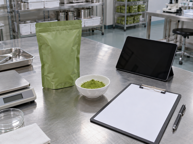 Matcha supplier corrective action finding recorded with an identified powder sample