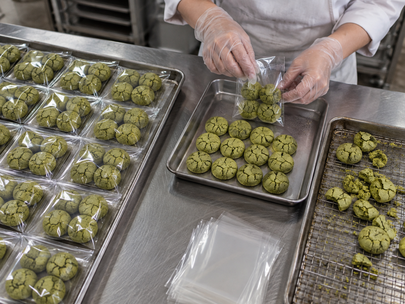 Saleable amaretti and broken rejects separated for yield costing