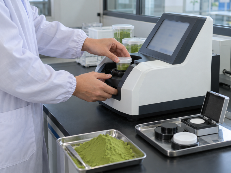 Preparing a powder cup at a color measurement instrument