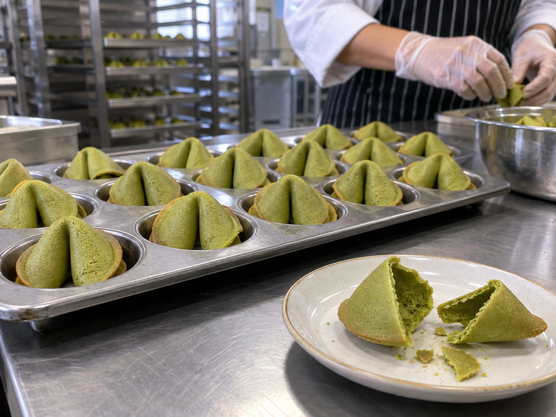 Folded green shells cooling separately before packing