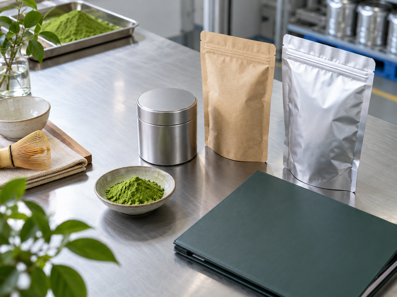 Current matcha documents and a proposed sealed packaging sample