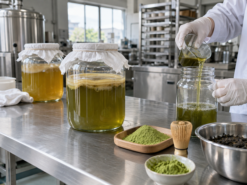 Small matcha kombucha fermentation pilot setup