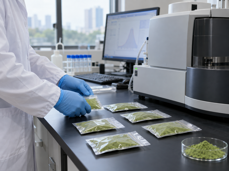 Identified samples prepared for matcha particle size distribution analysis