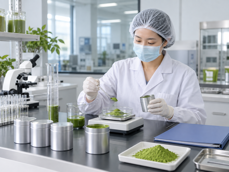 Matcha product sample and a method review folder