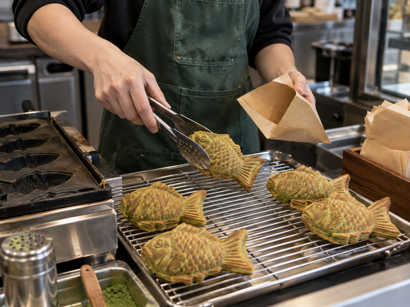 Fresh taiyaki supported separately before counter service