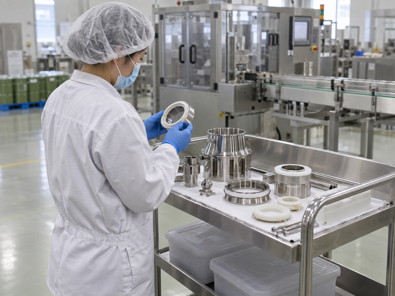 Reviewing clean equipment before a documented production changeover