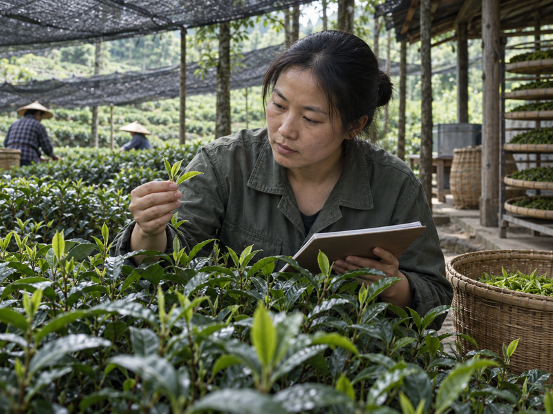 matcha harvest quality check