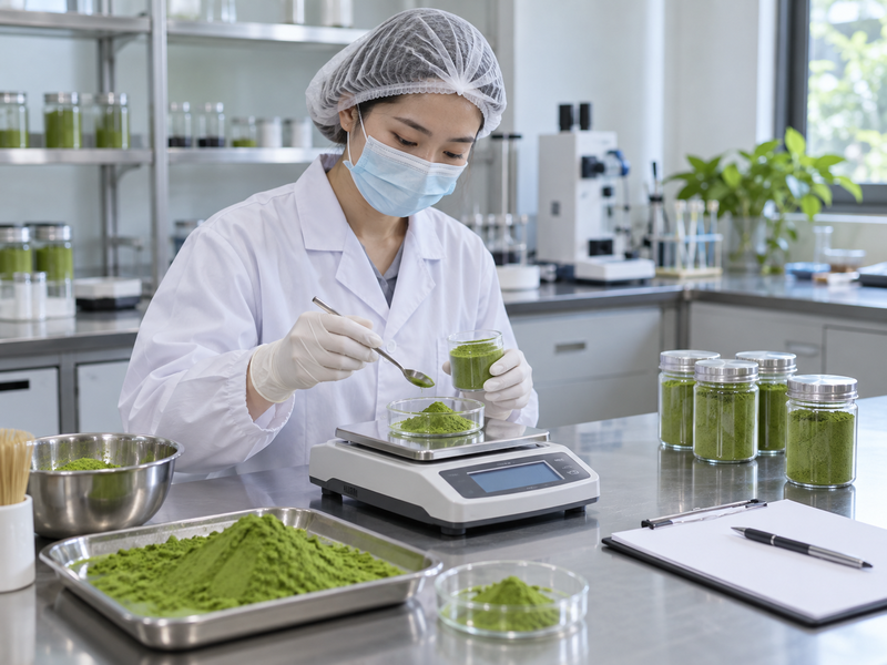 Balance and matched matcha portions for a mass calculation review