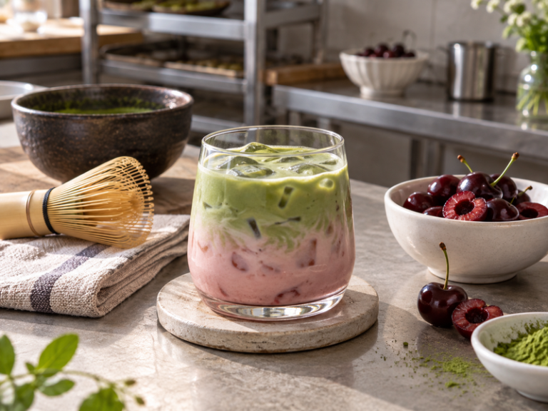 Cherry matcha for commercial tea and food service