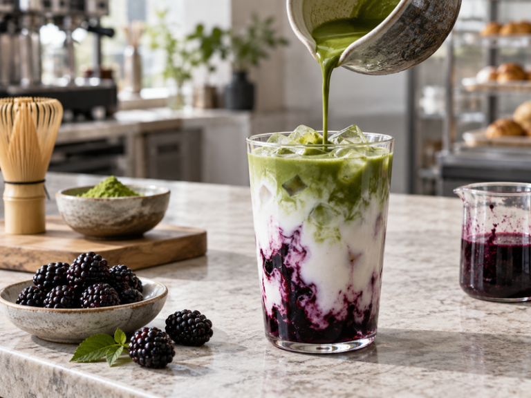 Blackberry matcha for commercial tea and food service