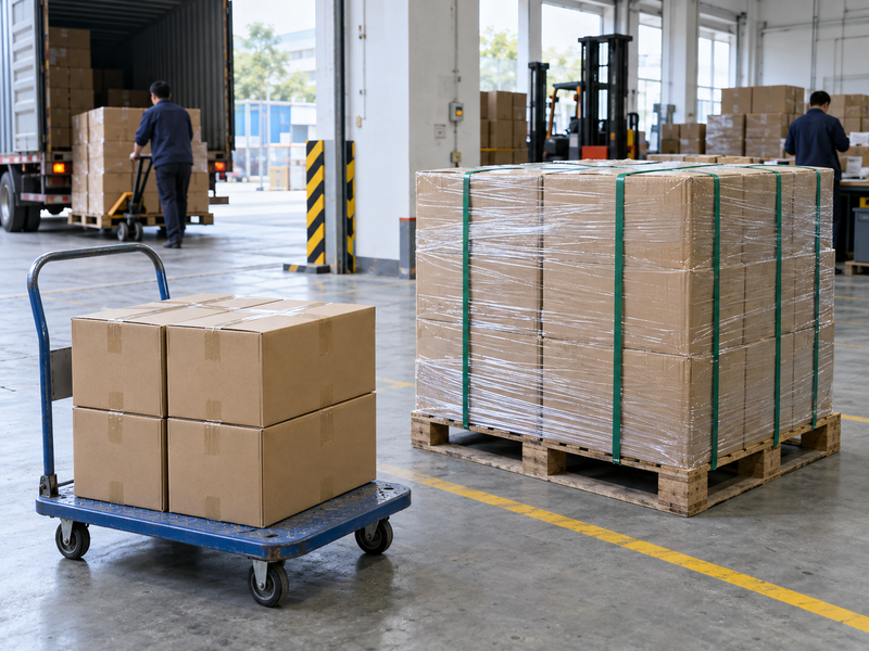 Two clearly separated matcha carton groups prepared for dispatch