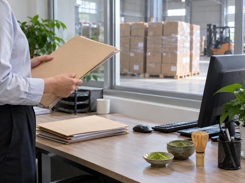 Dispatch staff checking sealed cartons beside a tracking workstation