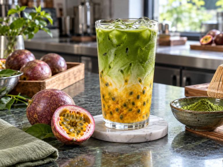 Passion fruit matcha for commercial tea and food service