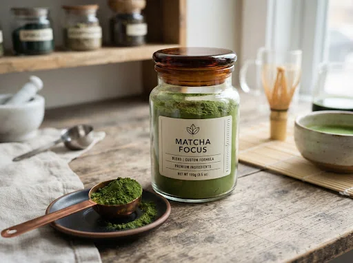 Matcha custom formulation ingredient jar
