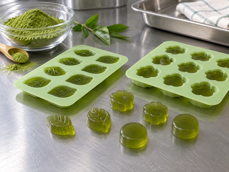 Matcha gummies in a realistic food product development setting