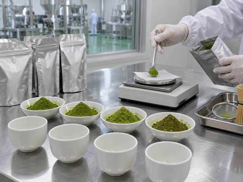 Matcha samples compared by measured dose and yield