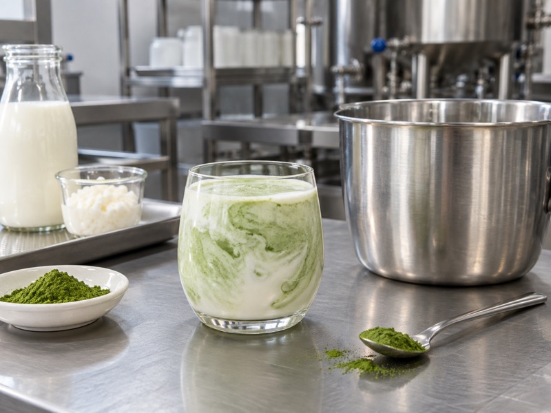 Matcha kefir in a realistic food product development setting