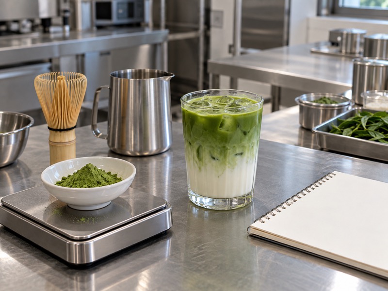 Matcha latte caffeine content in a realistic food product development setting