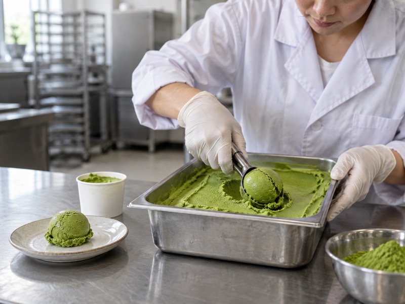 Matcha sorbet in a realistic food product development setting