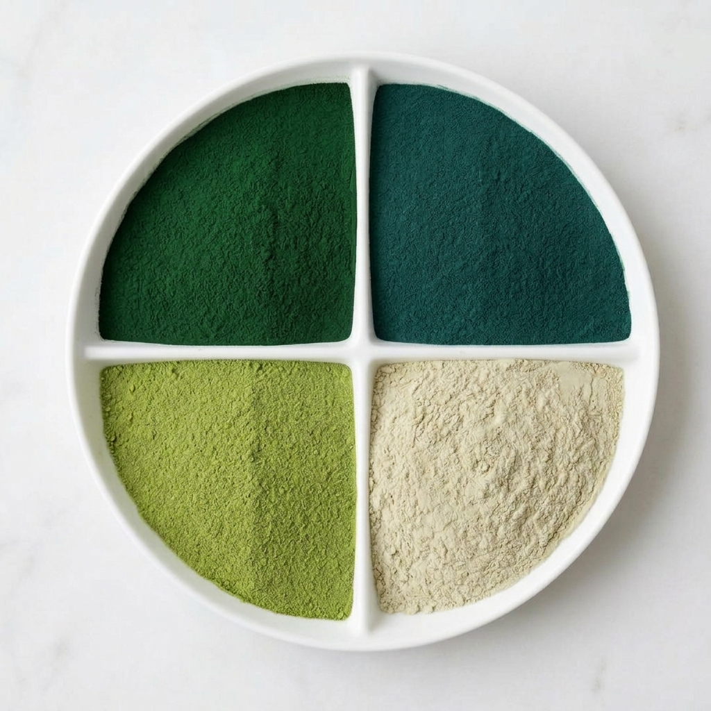 Four matcha-based powder blends