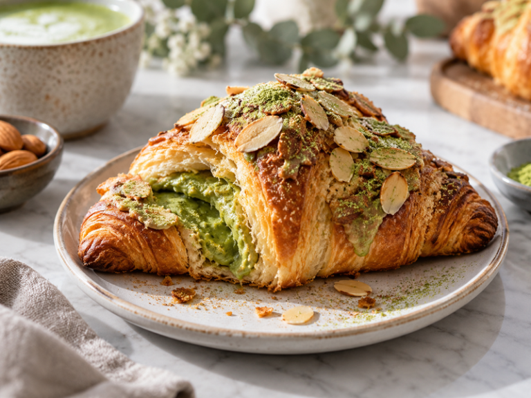 Matcha almond croissant featured image