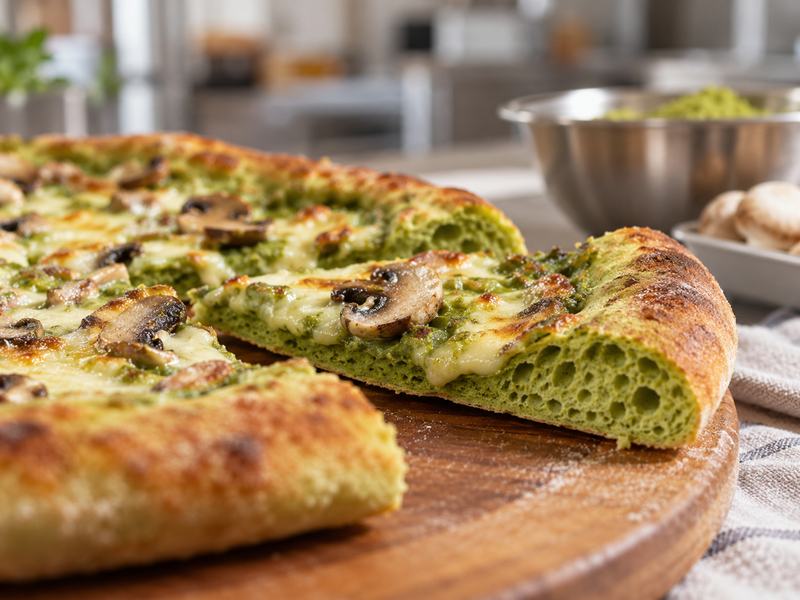 Matcha pizza preparation and quality check 1