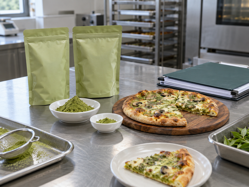 Matcha pizza preparation and quality check 5