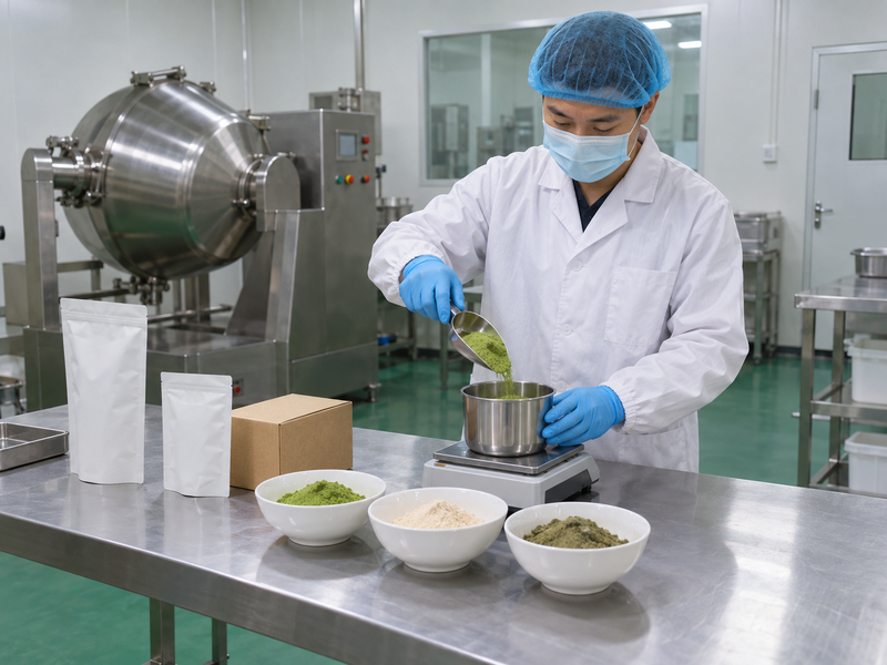 Coded matcha grade samples compared in real beverage and bakery uses
