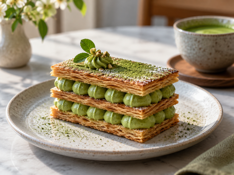 Matcha mille feuille featured image