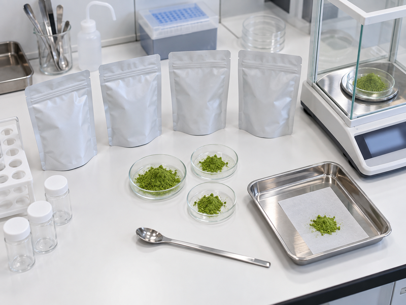 Closed and labeled powder transfer containers in a production area