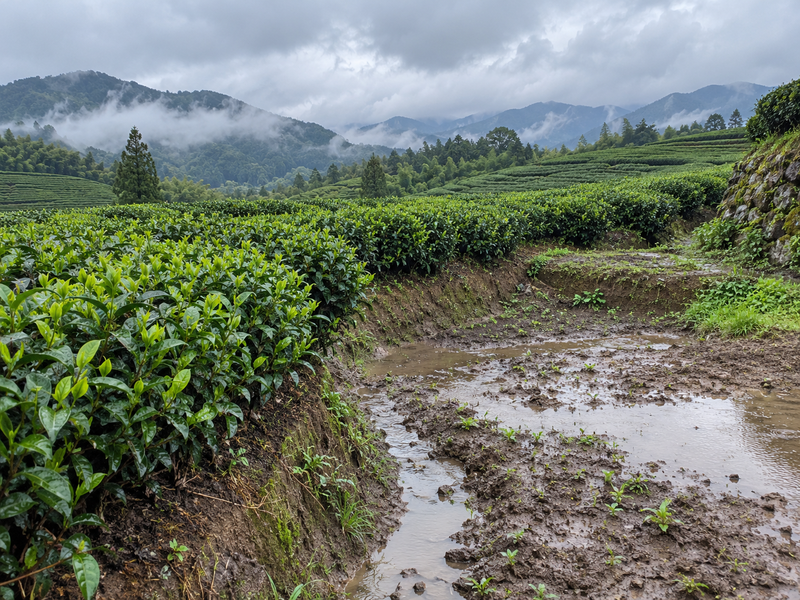 Low garden area after rainfall