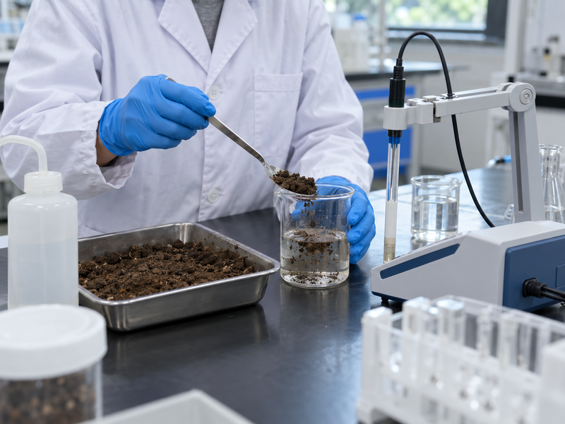 Soil test setup in a food laboratory