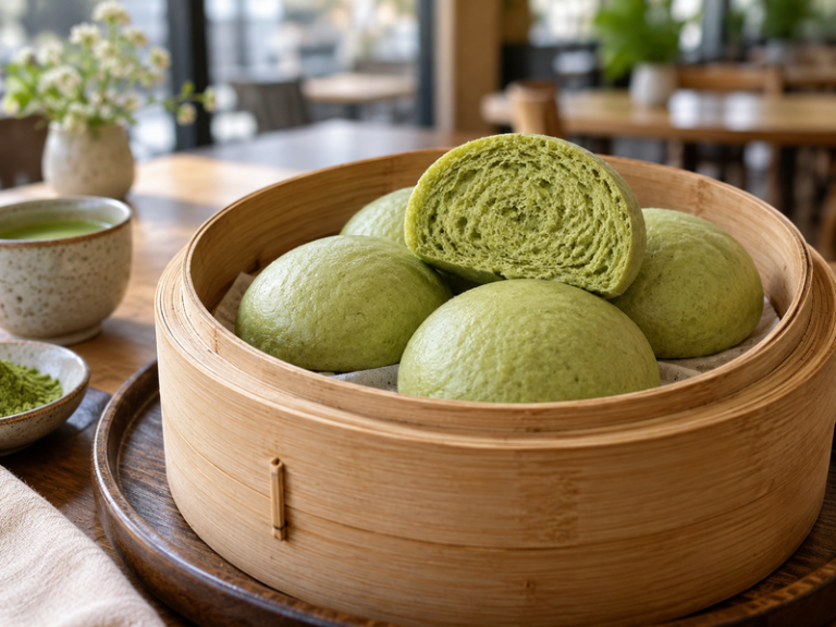 Matcha steamed buns featured image
