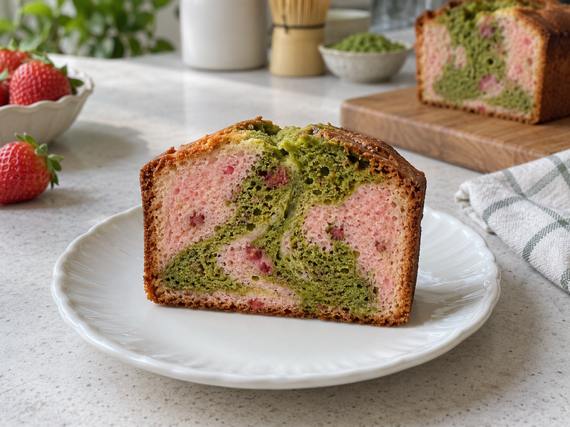 Strawberry matcha loaf preparation and quality check 1