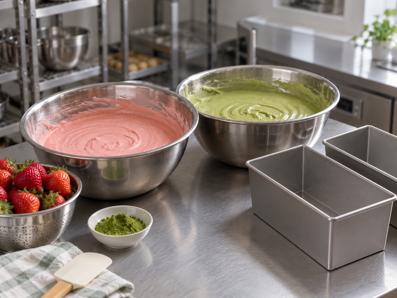 Strawberry matcha loaf preparation and quality check 2