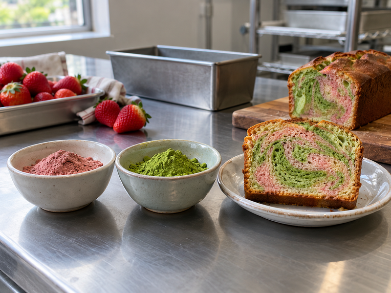 Strawberry matcha loaf preparation and quality check 3