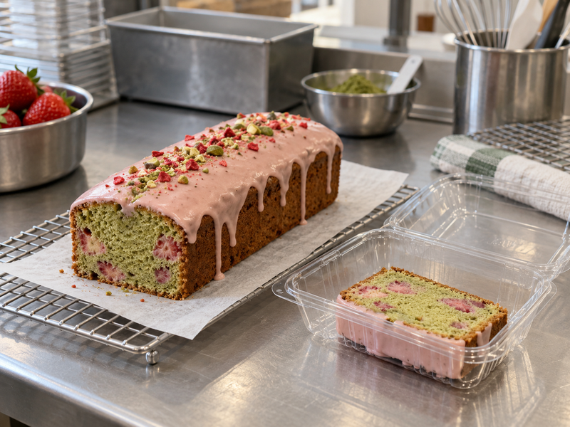 Strawberry matcha loaf preparation and quality check 4